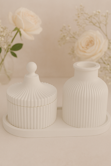 Set Élysée - Contenitori in Ceramica con Vassoio